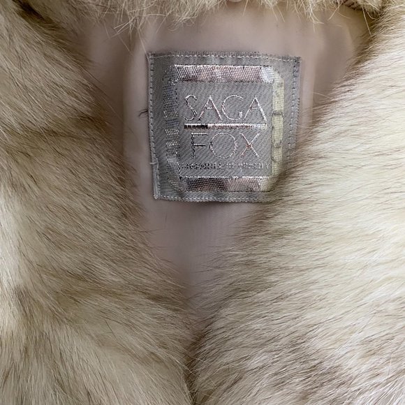 Saga Fox Fur Coat White Cream Gray - Picture 9 of 16